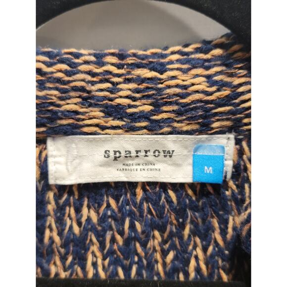 Anthropologie Sparrow Cardigan Sweater Women's Sz M Fringe Crochet Staple Blue - Picture 3 of 12